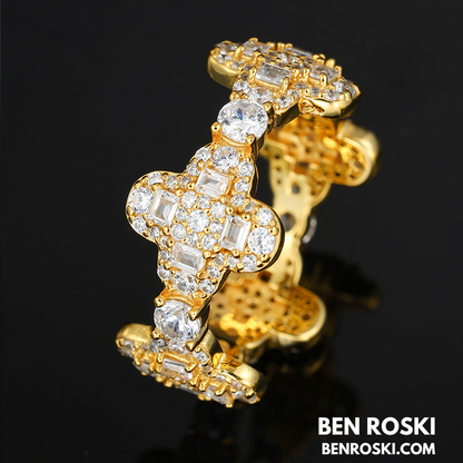Luxury Moissanite Cross-Link Band Sterling Silver or Gold / Rose Gold Plated | VVS Moissanite | GRA Certified