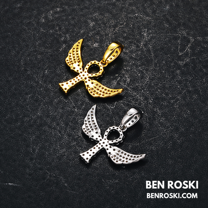 Angel Cross Pendant Necklace Sterling Silver or Gold/Rose Gold Plated | VVS Moissanite | GRA Certified