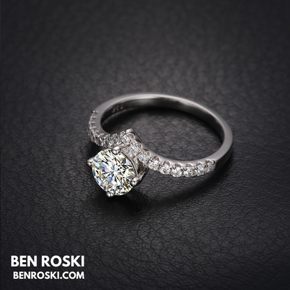 Moissanite Solitaire Halo Ring Sterling  Silver, Gold, or Rose Gold | VVS Moissanite | GRA Certified