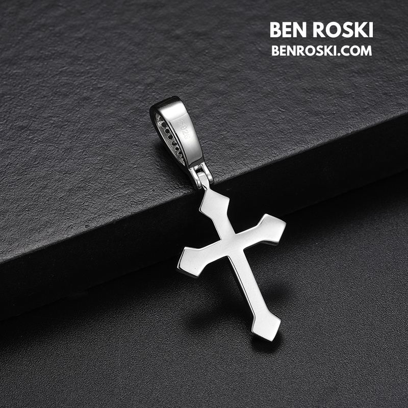 Moissanite Cross Pendant Sterling Silver or Gold/Rose Gold Plated | VVS1 Moissanite | GRA Certified