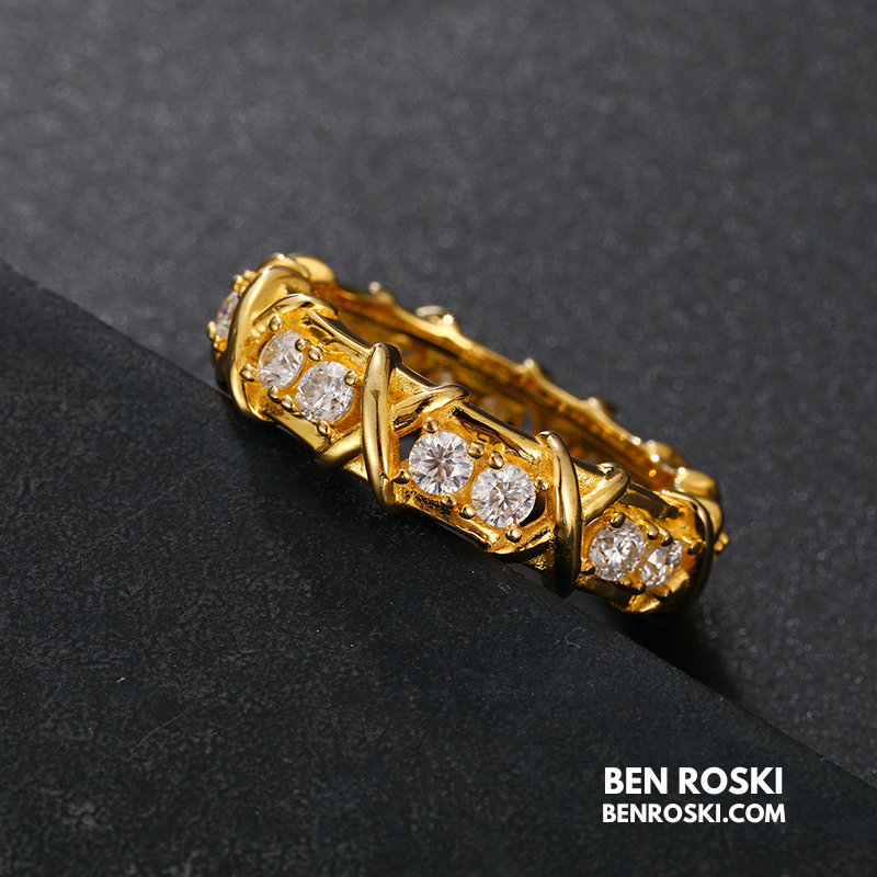 Criss-Cross Eternity Band Stuhrling Silver or Gold & Rose Gold | VVS Moissanite | GRA Certified