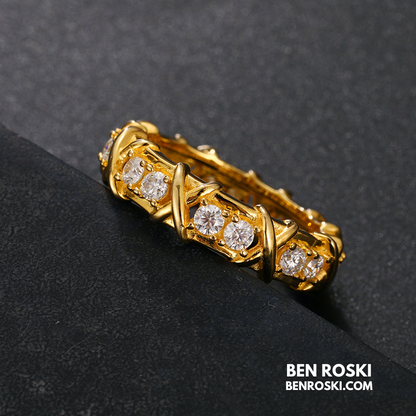 Criss-Cross Eternity Band Stuhrling Silver or Gold & Rose Gold | VVS Moissanite | GRA Certified