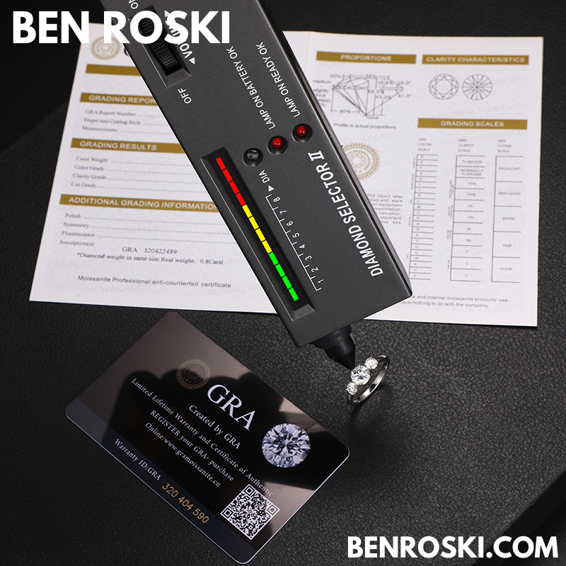 Three-Stone Moissanite Engagement Ring Sterling Silver, Gold & Rose Gold | GRA Certified