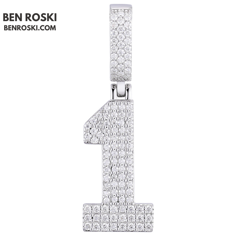 Custom Number Pendant Sterling Silver, Gold, or Rose Gold | VVS Moissanite | GRA Certified