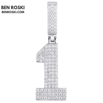 Custom Number Pendant Sterling Silver, Gold, or Rose Gold | VVS Moissanite | GRA Certified