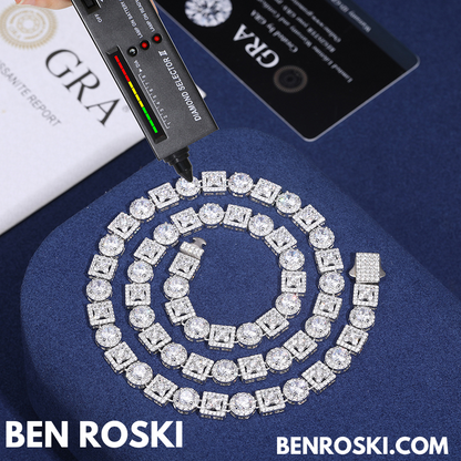 Moissanite Cluster Link Chain Sterling Silver | GRA Certified