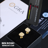 Square Cluster Moissanite Stud Earrings Sterling Silver or Gold/Rose Gold Plated | VVS Moissanite | GRA Certified