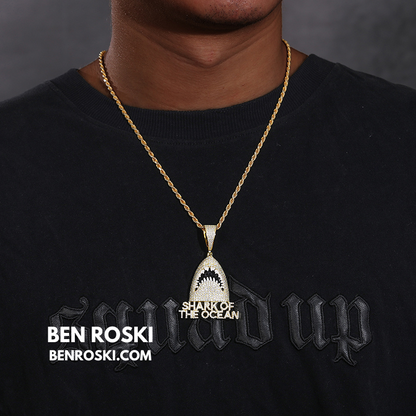 Shark of the Ocean Pendant Sterling Silver, Gold & Rose Gold Plated | VVS Moissanite | GRA Certified