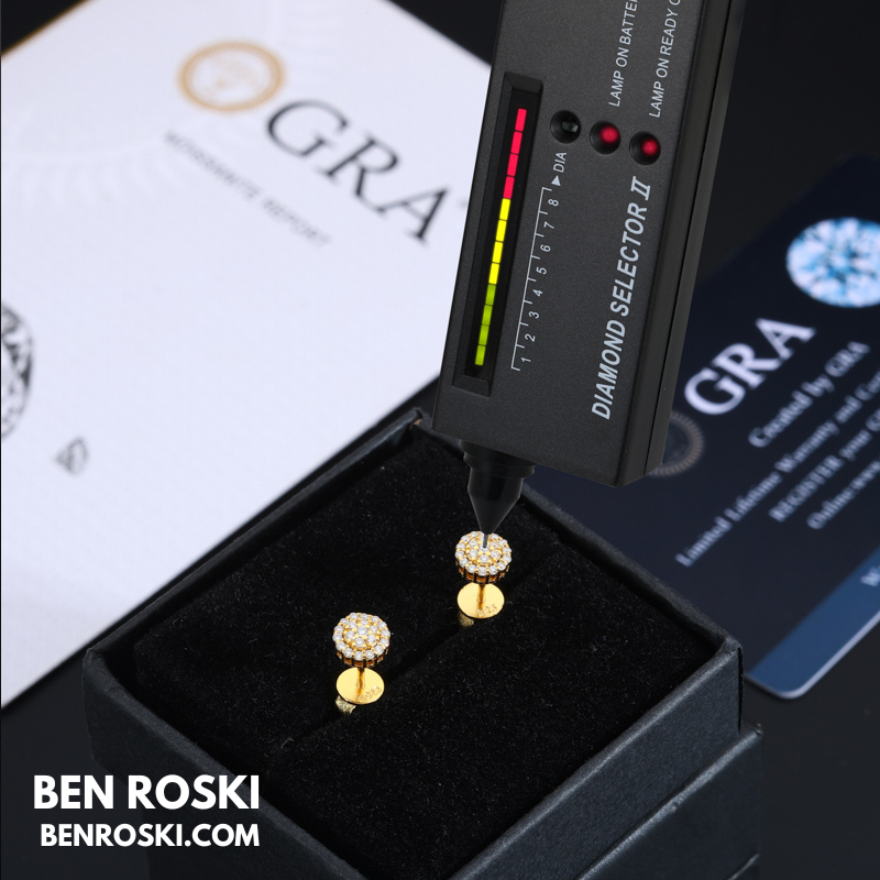 Round Cluster Stud Earrings Sterling Silver or Gold/Rose Gold Plated | VVS Moissanite | GRA Certified