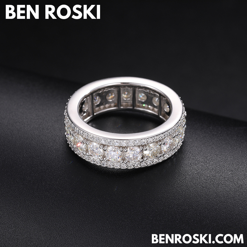 8MM Eternity Band Ring Sterling Silver, Gold & Rose Gold  | VVS Moissanite | GRA Certified |