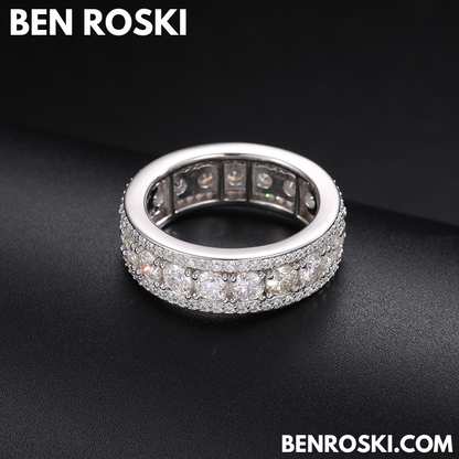 8MM Eternity Band Ring Sterling Silver, Gold & Rose Gold  | VVS Moissanite | GRA Certified |