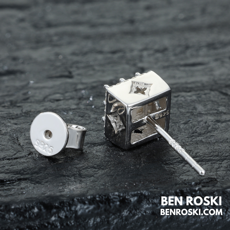 Square Cluster Stud Earrings Sterling Silver, Gold or Rose Gold Plated | 5A Moissanite Stones