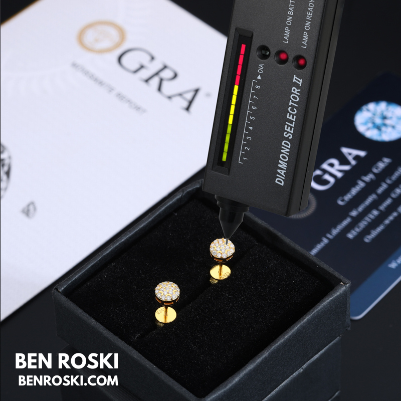 Round Cluster Stud Earrings Sterling Silver with Gold or Rose Gold Plating | VVS Moissanite | GRA Certified