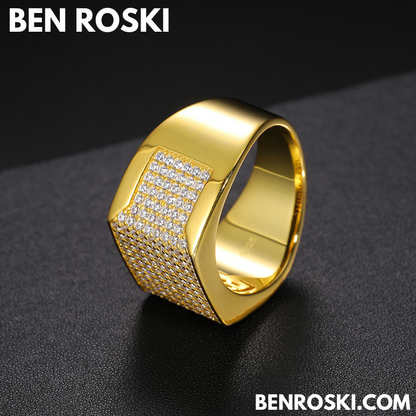 Rectangle Micro-Pavé Moissanite Ring Sterling Silver | Gold & Rose Gold | VVS Moissanite | GRA Certified