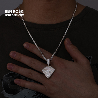 Diamond Shape Moissanite Pendant Sterling Silver, Gold / Rose Gold Plated | GRA Certified