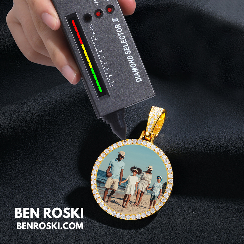 Custom Photo Round Pendant Sterling Silver or Gold/Rose Gold Plated | VVS Moissanite | GRA Certified