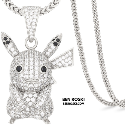 Iced-Out Pikachu Moissanite Pendant – Sterling Silver | Gold, Silver & Rose Gold | GRA Certified