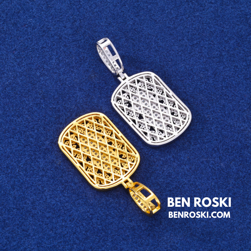 Iced Cuban Frame Pendant Sterling Silver or Gold / Rose Gold Plated | VVS Moissanite | GRA Certified