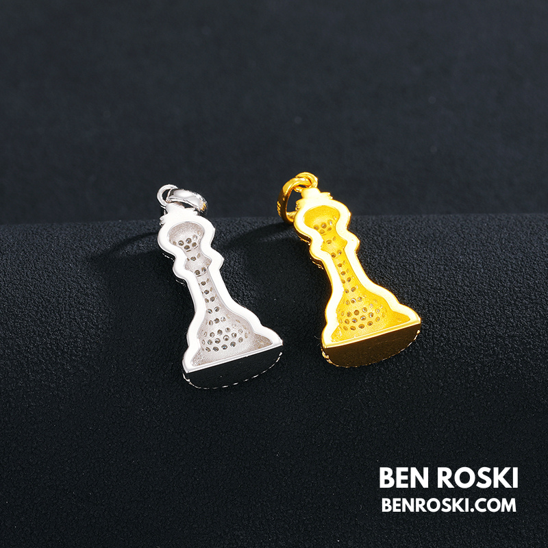 Moissanite Chess Piece Pendant Sterling Silver, Gold, or Rose Gold | VVS1 Moissanite | GRA Certified