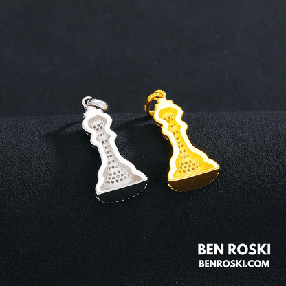 Moissanite Chess Piece Pendant Sterling Silver, Gold, or Rose Gold | VVS1 Moissanite | GRA Certified