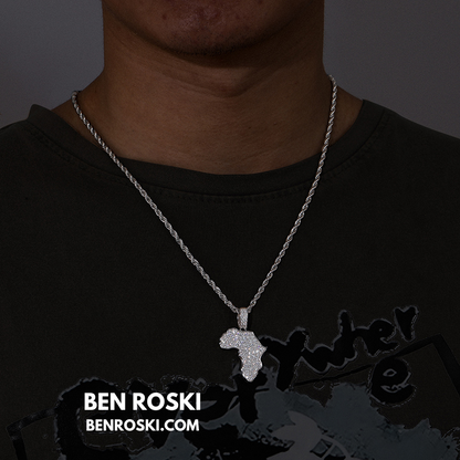 Africa Map Moissanite Pendant Sterling Silver or Gold/Rose Gold Plated | VVS Moissanite | GRA Certified