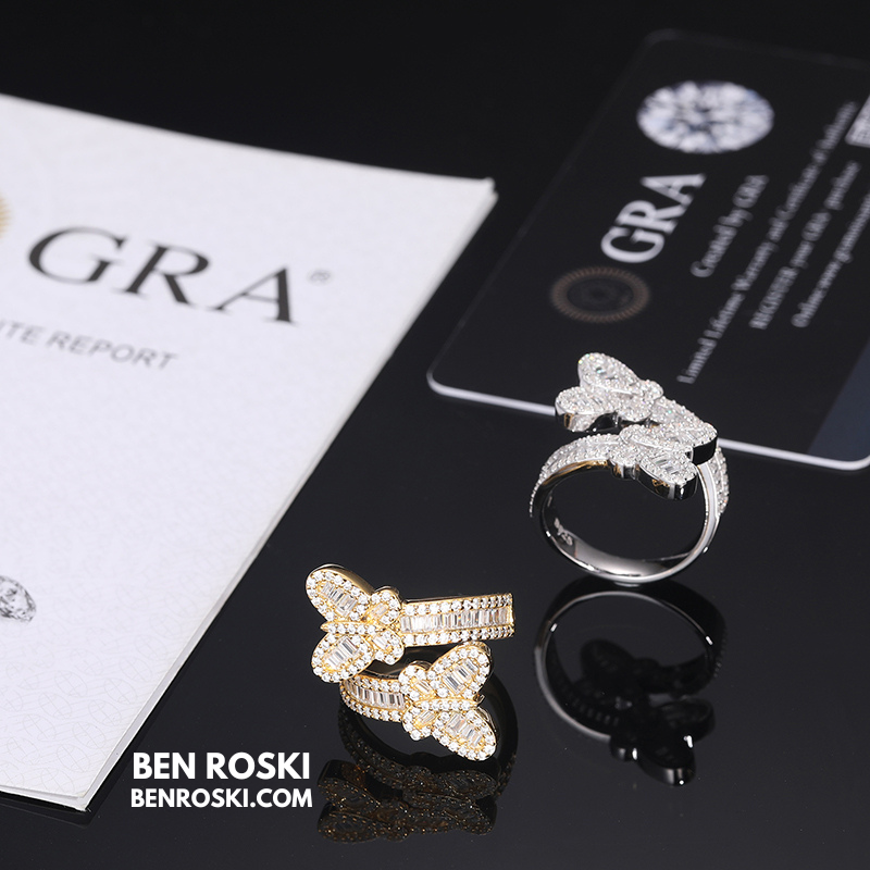 Butterfly Moissanite Ring Sterling Silver, Gold, or Rose Gold | VVS Moissanite | GRA Certified