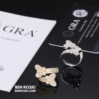 Butterfly Moissanite Ring Sterling Silver, Gold, or Rose Gold | VVS Moissanite | GRA Certified