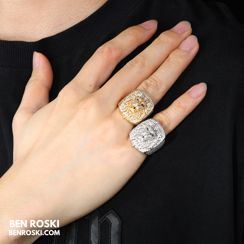 Lion Head Moissanite Ring Sterling Silver, Gold & Rose Gold | VVS Moissanite | GRA Certified