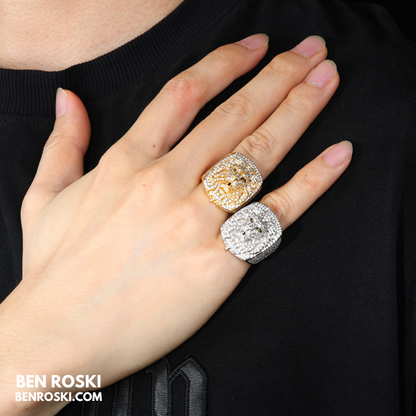 Lion Head Moissanite Ring Sterling Silver, Gold & Rose Gold | VVS Moissanite | GRA Certified