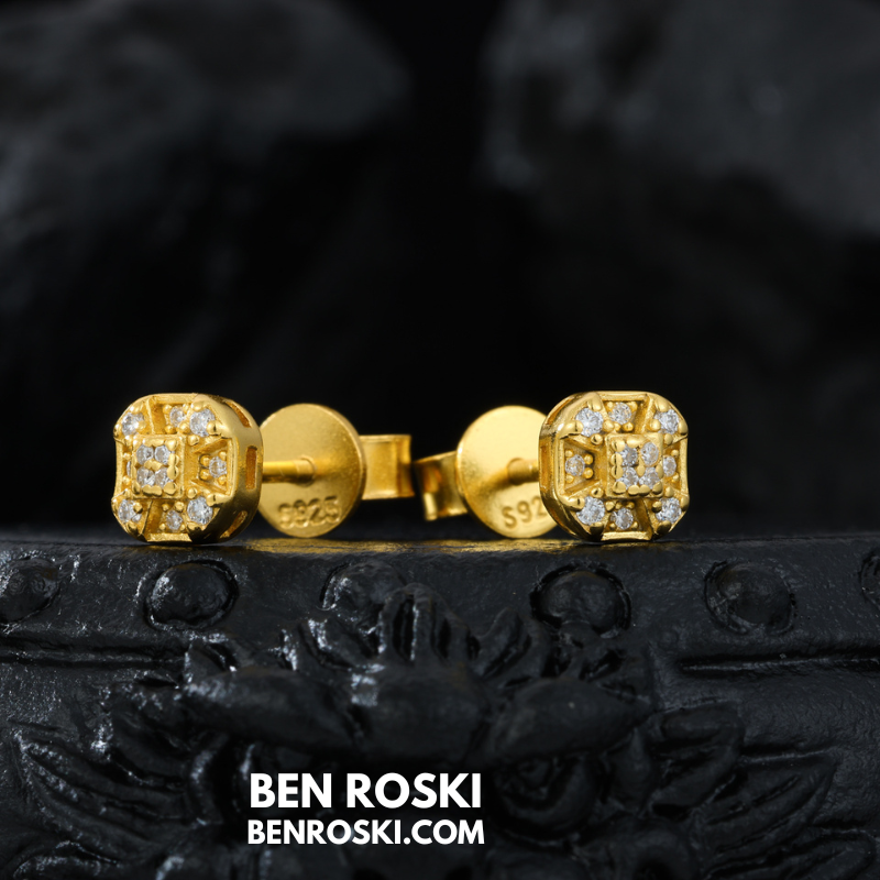 Cushion Cluster Stud Earrings Sterling Silver or Gold Plated or Rose Gold | VVS Moissanite | GRA Certified