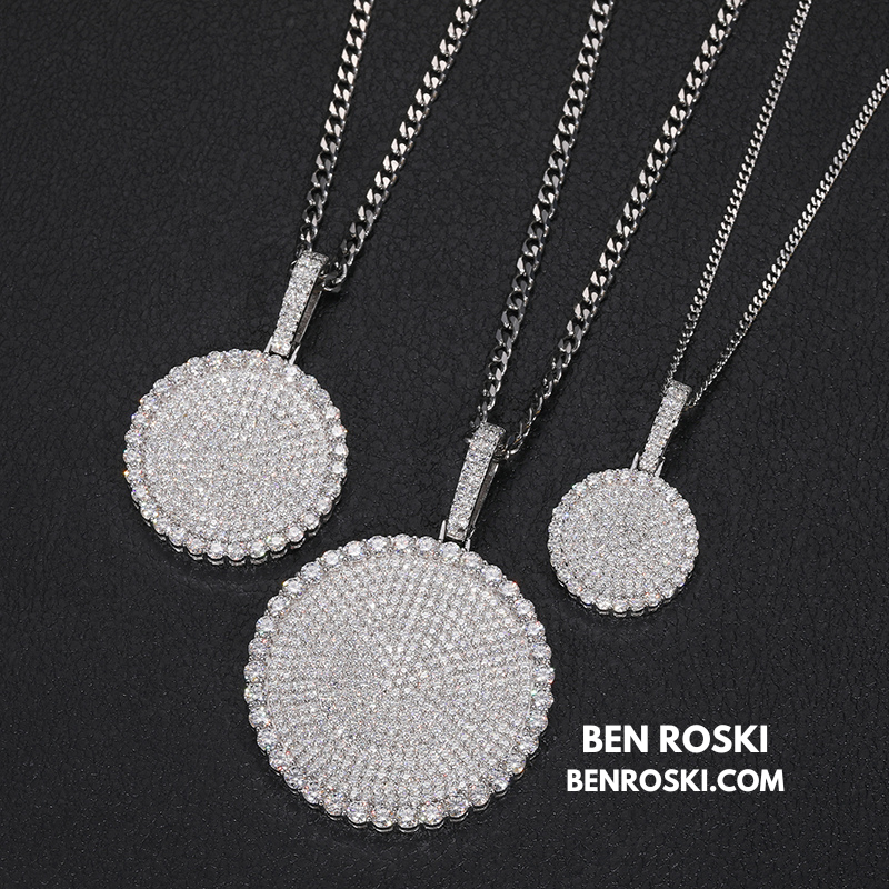 Round Cluster Moissanite Pendant Sterling Silver, Gold & Rose Gold | VVS Moissanite | GRA Certified