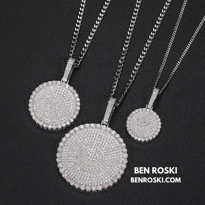 Round Cluster Moissanite Pendant Sterling Silver, Gold & Rose Gold | VVS Moissanite | GRA Certified