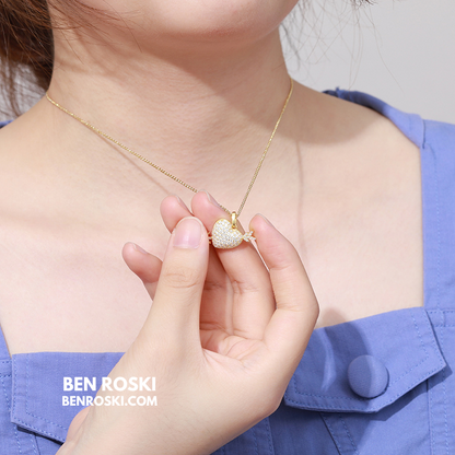 Heart Arrow Moissanite Pendant Sterling Silver, Gold & Rose Gold | VVS Moissanite | GRA Certified