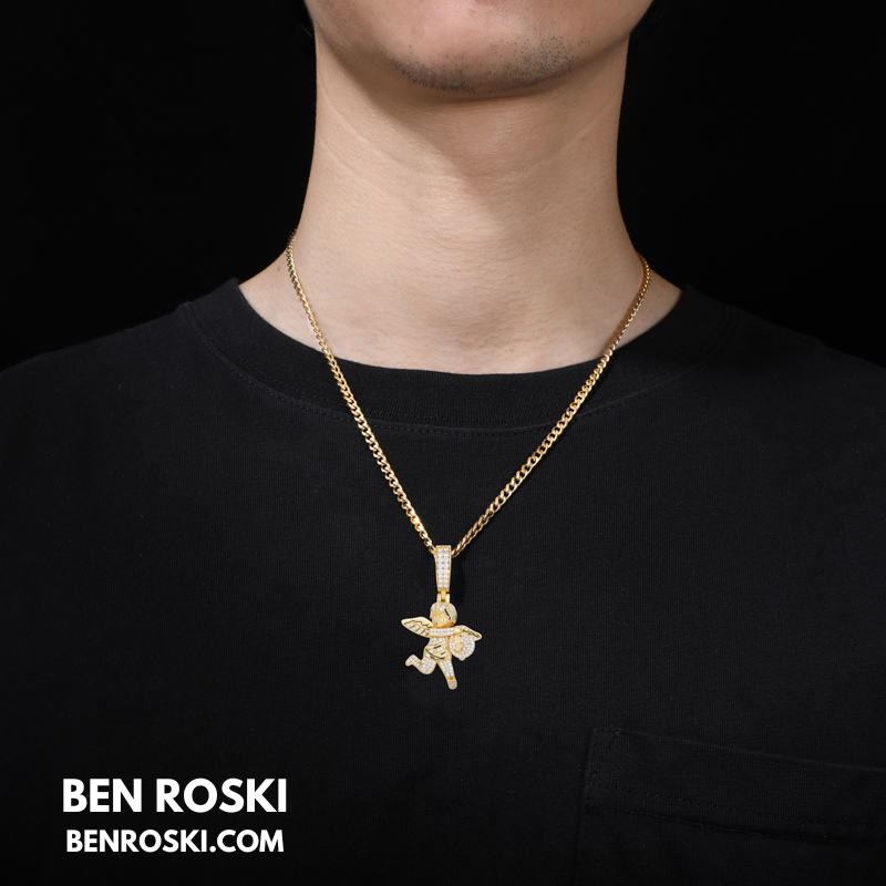 Angel Money Bag Pendant Sterling Silver or Gold & Rose Gold Plated | VVS Moissanite | GRA Certified