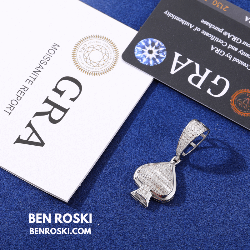 Spade Moissanite Pendant Sterling Silver, Gold, or Rose Gold | VVS Moissanite | GRA Certified