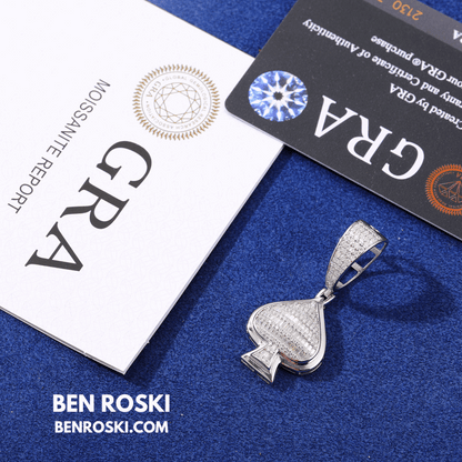 Spade Moissanite Pendant Sterling Silver, Gold, or Rose Gold | VVS Moissanite | GRA Certified