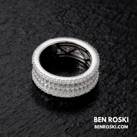 Triple Row Eternity Band Ring Sterling Silver, Gold, or Rose Gold | VVS Moissanite | GRA Certified