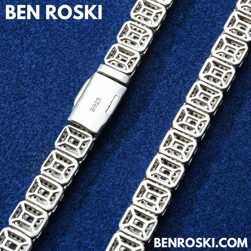 Square Cluster Moissanite Chain – 7MM Width | 20 Inch | 45.95g | GRA Certified