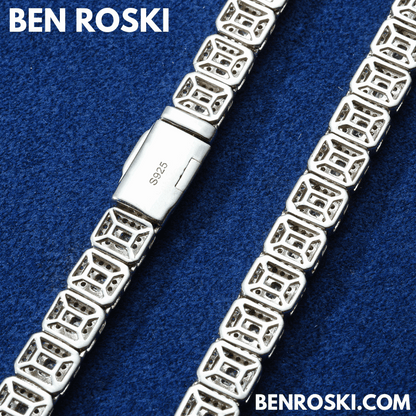 Square Cluster Moissanite Chain – 7MM Width | 20 Inch | 45.95g | GRA Certified