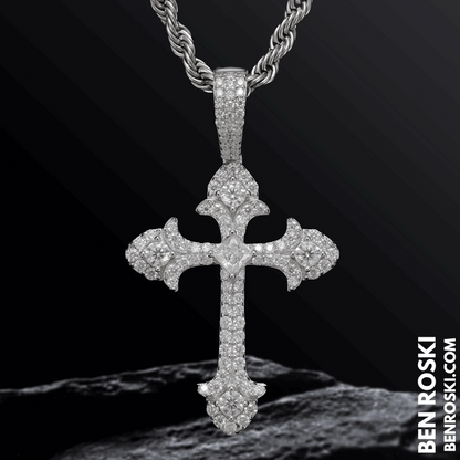 Moissanite Cross Pendant Sterling Silver, Gold & Rose Gold | VVS Moissanite | GRA Certified