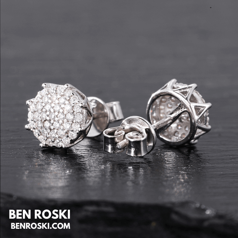 Cluster Stud Earrings Sterling Silver, Gold, or Rose Gold | VVS Moissanite | GRA Certified