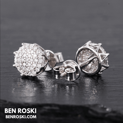 Cluster Stud Earrings Sterling Silver, Gold, or Rose Gold | VVS Moissanite | GRA Certified