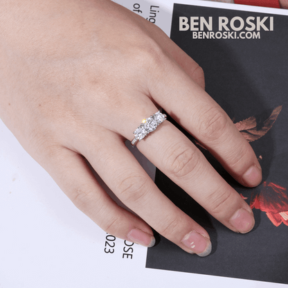 Three-Stone Moissanite Ring – 8MM Width | VVS1 Moissanite | GRA Certified