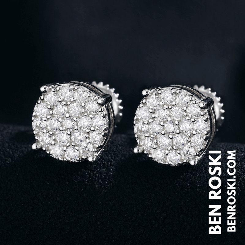 Round Cluster Stud Earrings – VVS1 Moissanite | GRA Certified