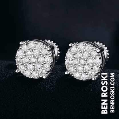 Round Cluster Stud Earrings – VVS1 Moissanite | GRA Certified