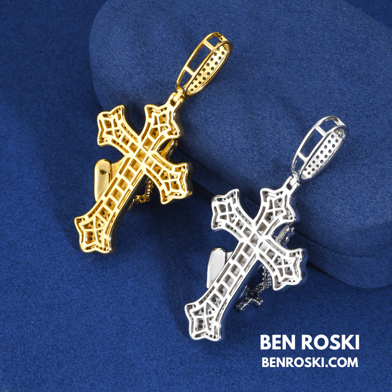 Praying Hands Cross Pendant – 71MM Height | VVS1 Moissanite | GRA Certified