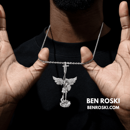 Archangel Michael Pendant – 77MM Height |  VVS1 Moissanite | GRA Certified