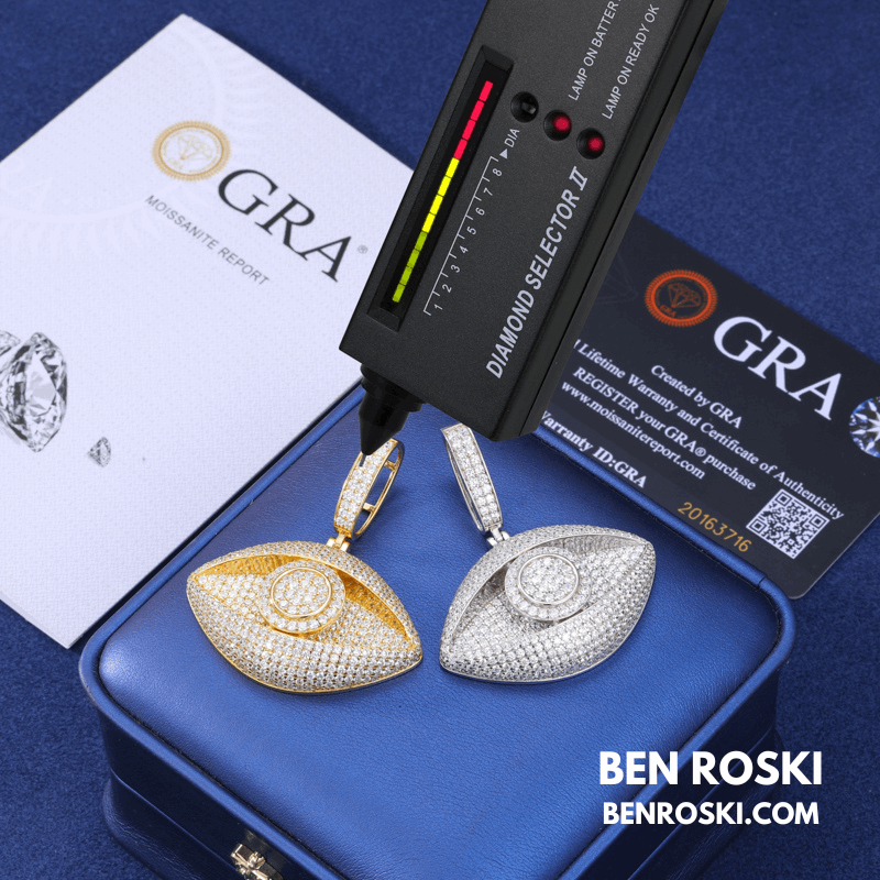 Eye Pendant – 50MM Height | VVS1 Moissanite | GRA Certified