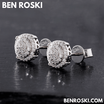 Round Cluster Stud Earrings Sterling Silver, Gold, or Rose Gold | VVS Moissanite | GRA Certified