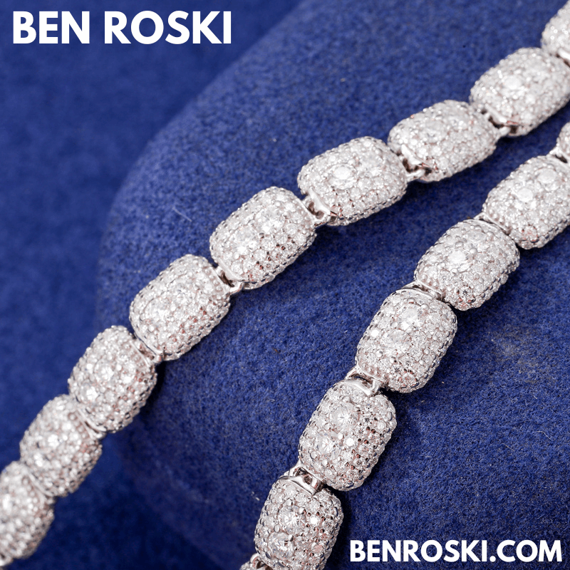 Cushion Link Moissanite Chain – 7MM Width | 22 Inch | 34.17g | GRA Certified